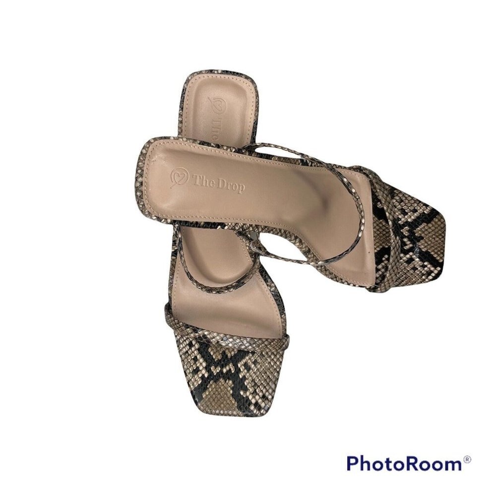 The Drop Women's Avery Square Toe Two Strap High Heeled Sandal Size 10 - Picture 2 of 7